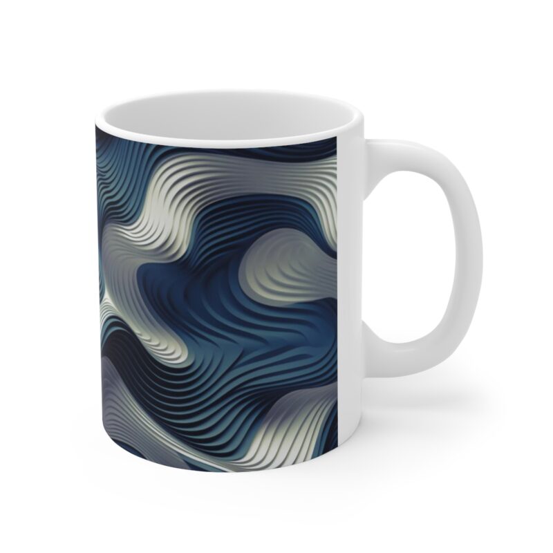 Blue and White Abstract Ripple Mug - Image 4