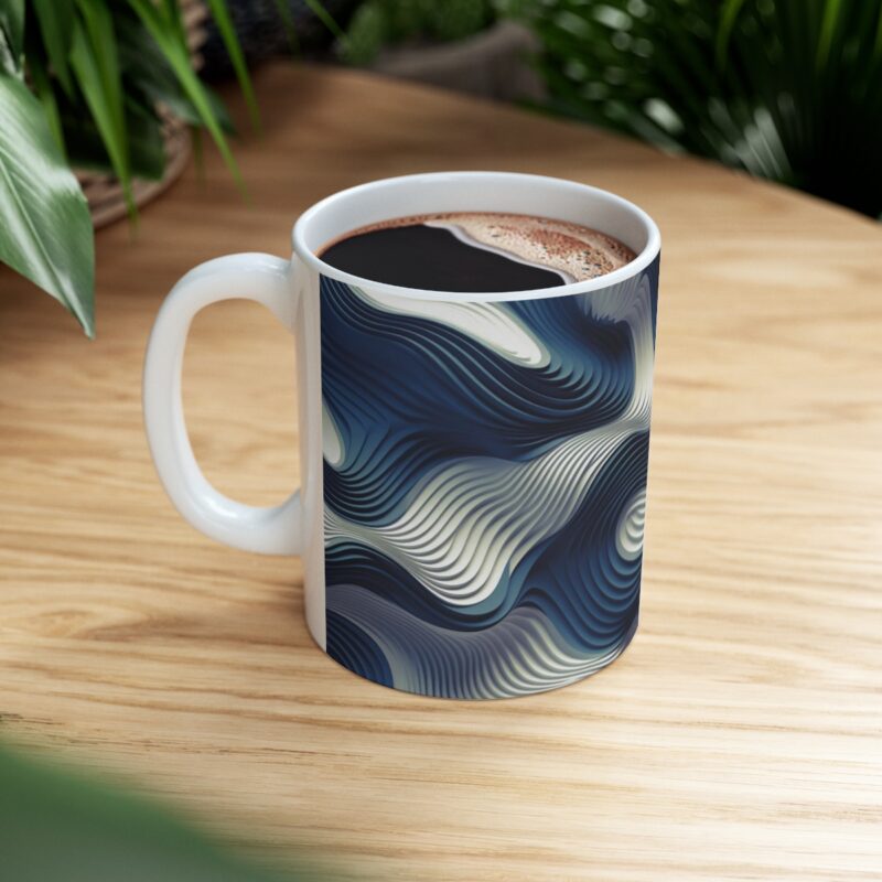 Blue and White Abstract Ripple Mug - Image 8