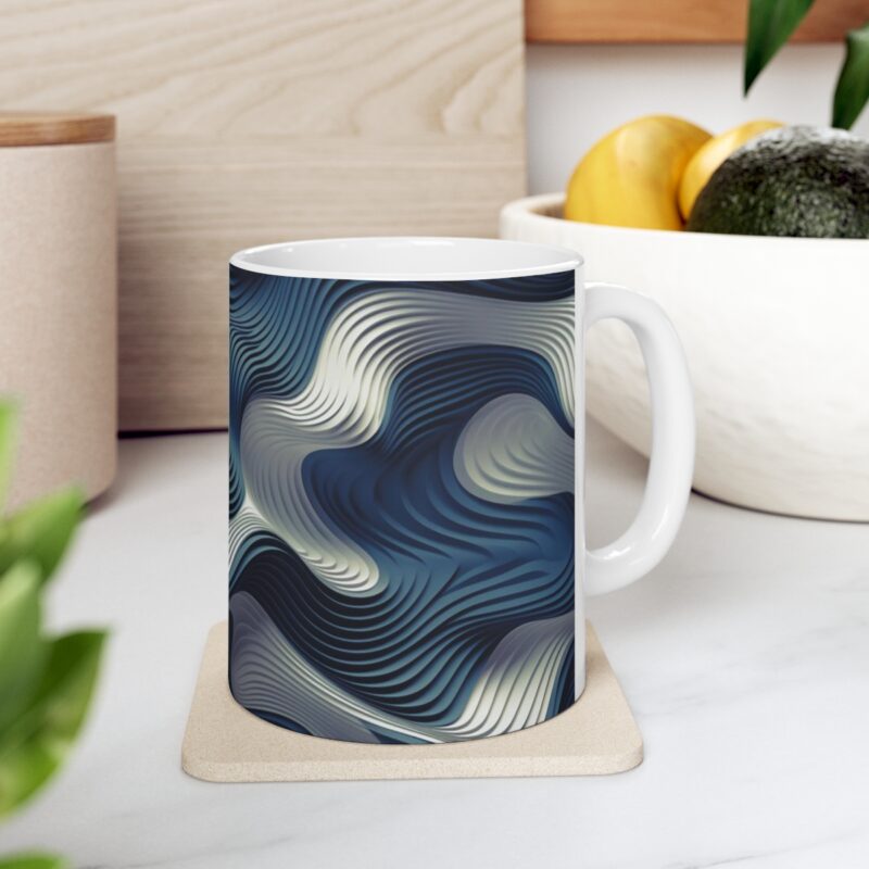 Blue and White Abstract Ripple Mug
