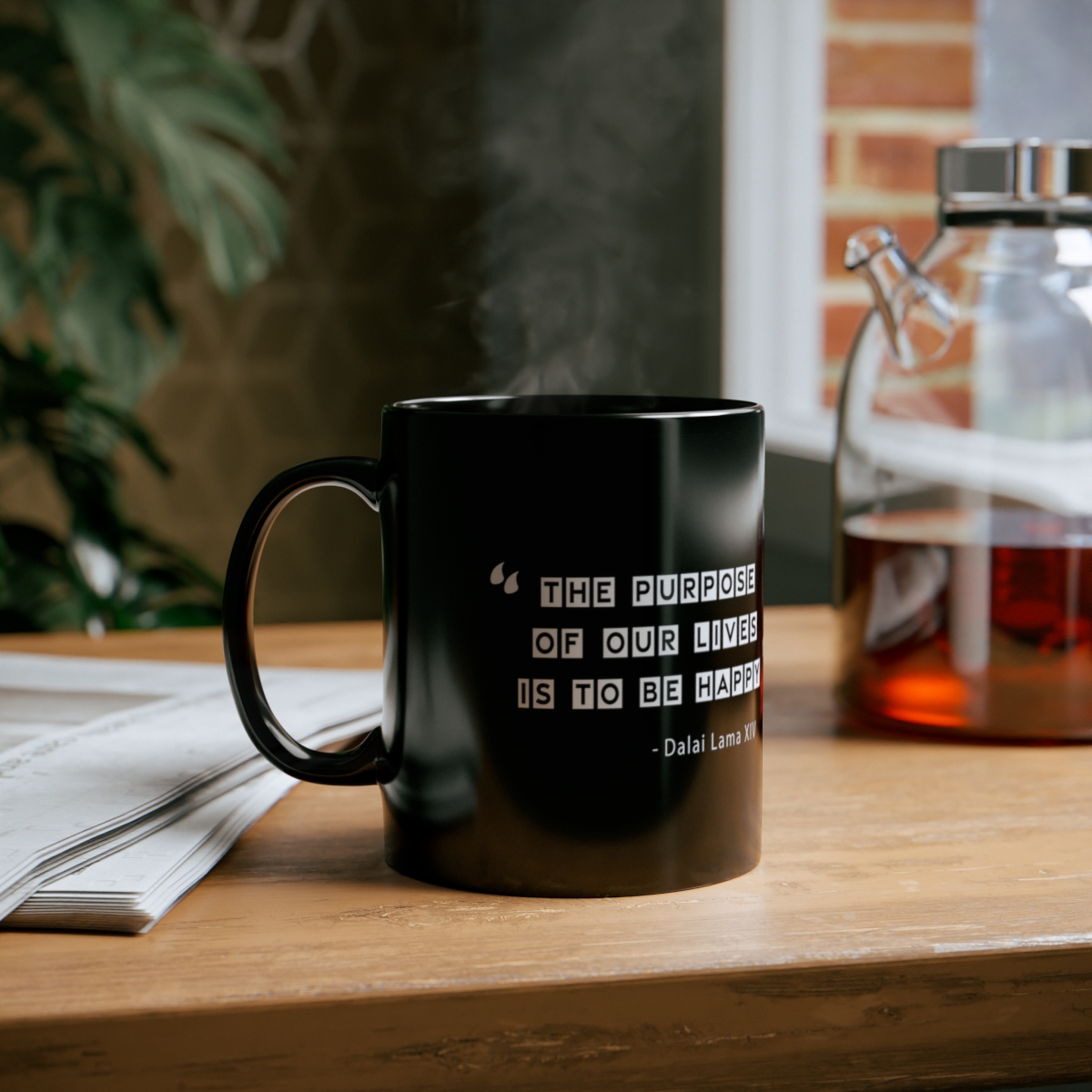 Dalai Lama quote - Be Happy - 11oz black mug