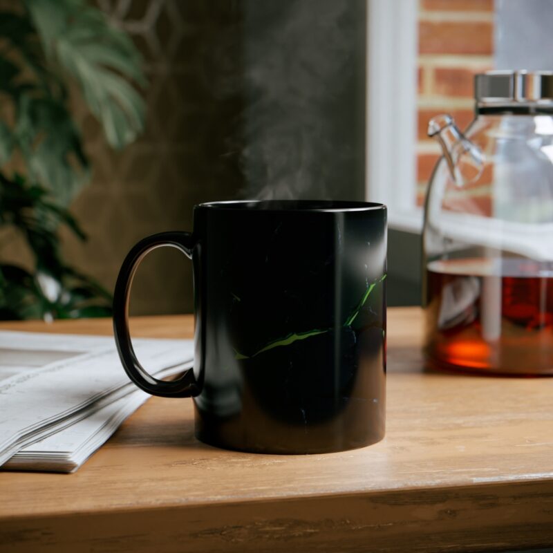 Molten Green Mugma - 11oz black mug - Image 6