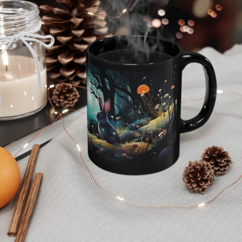 "Love Bunnies" - 11oz black mug - Image 4