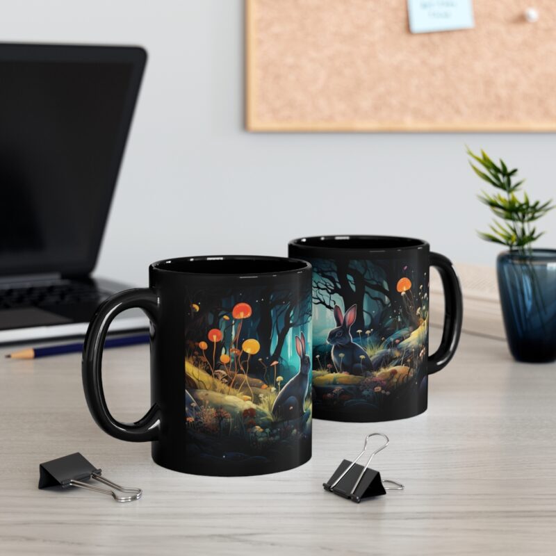 "Love Bunnies" - 11oz black mug - Image 5