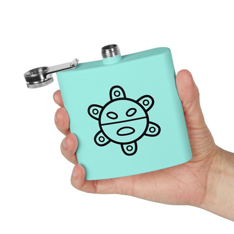 Stainless Steel Flask 6oz capacity - Taino Sun Icon - Image 6