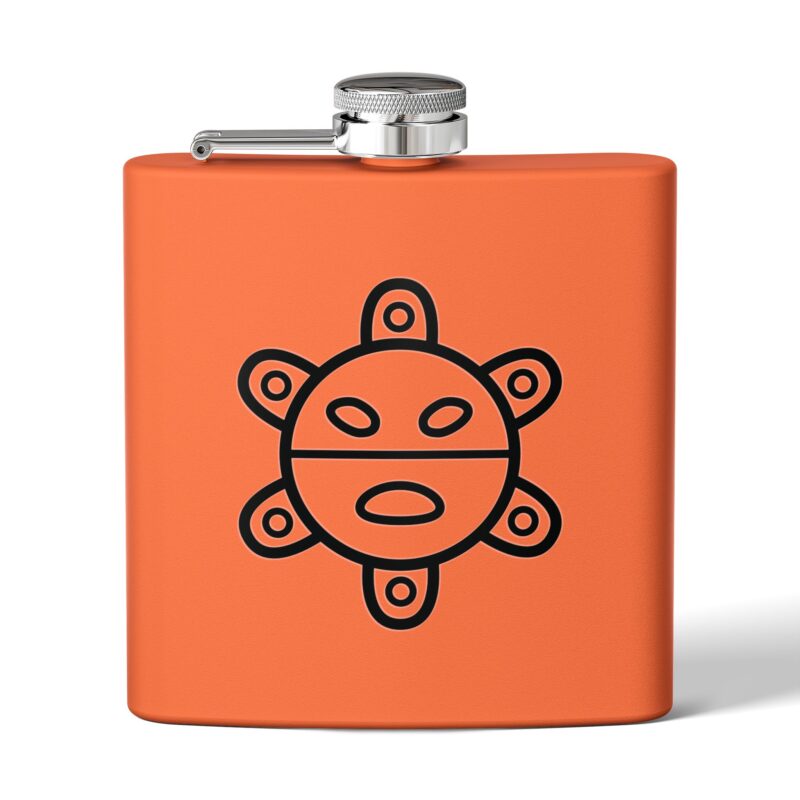 Stainless Steel Flask 6oz capacity - Taino Sun Icon - Image 2