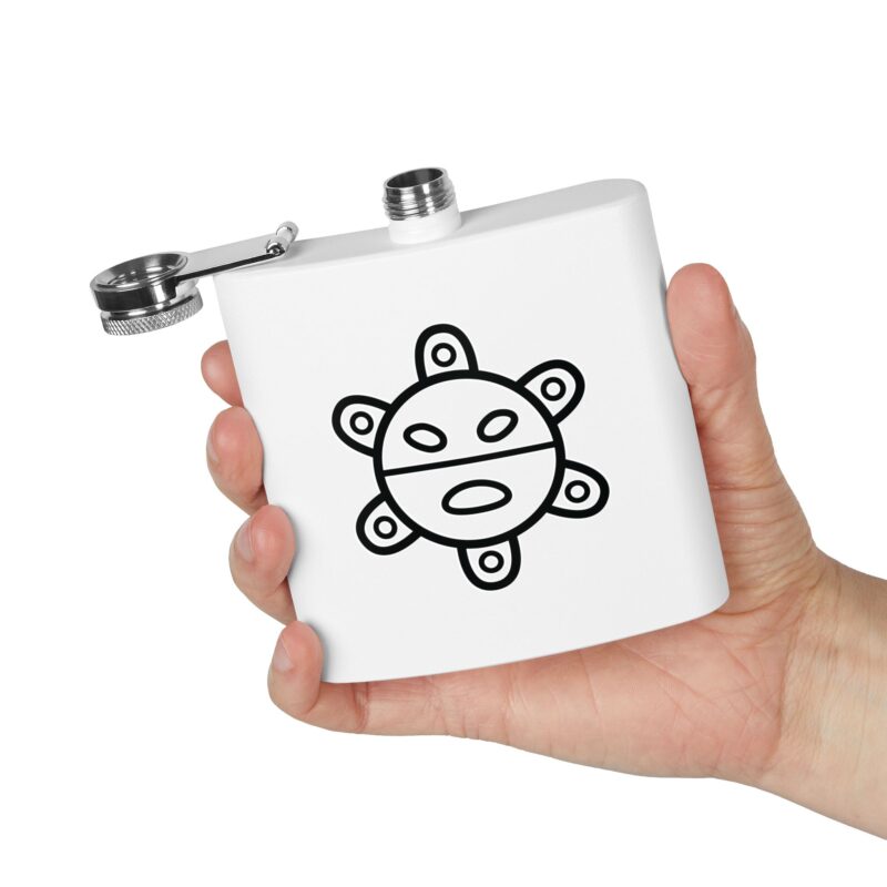 Stainless Steel Flask 6oz capacity - Taino Sun Icon - Image 9