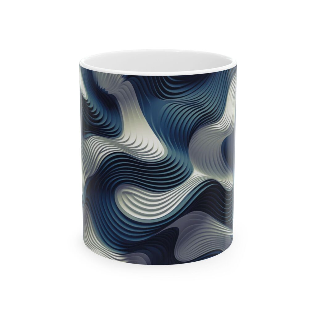 Blue and White Abstract Ripple Mug