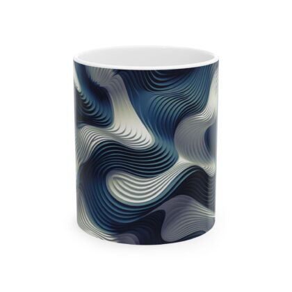 Blue and White Abstract Ripple Mug