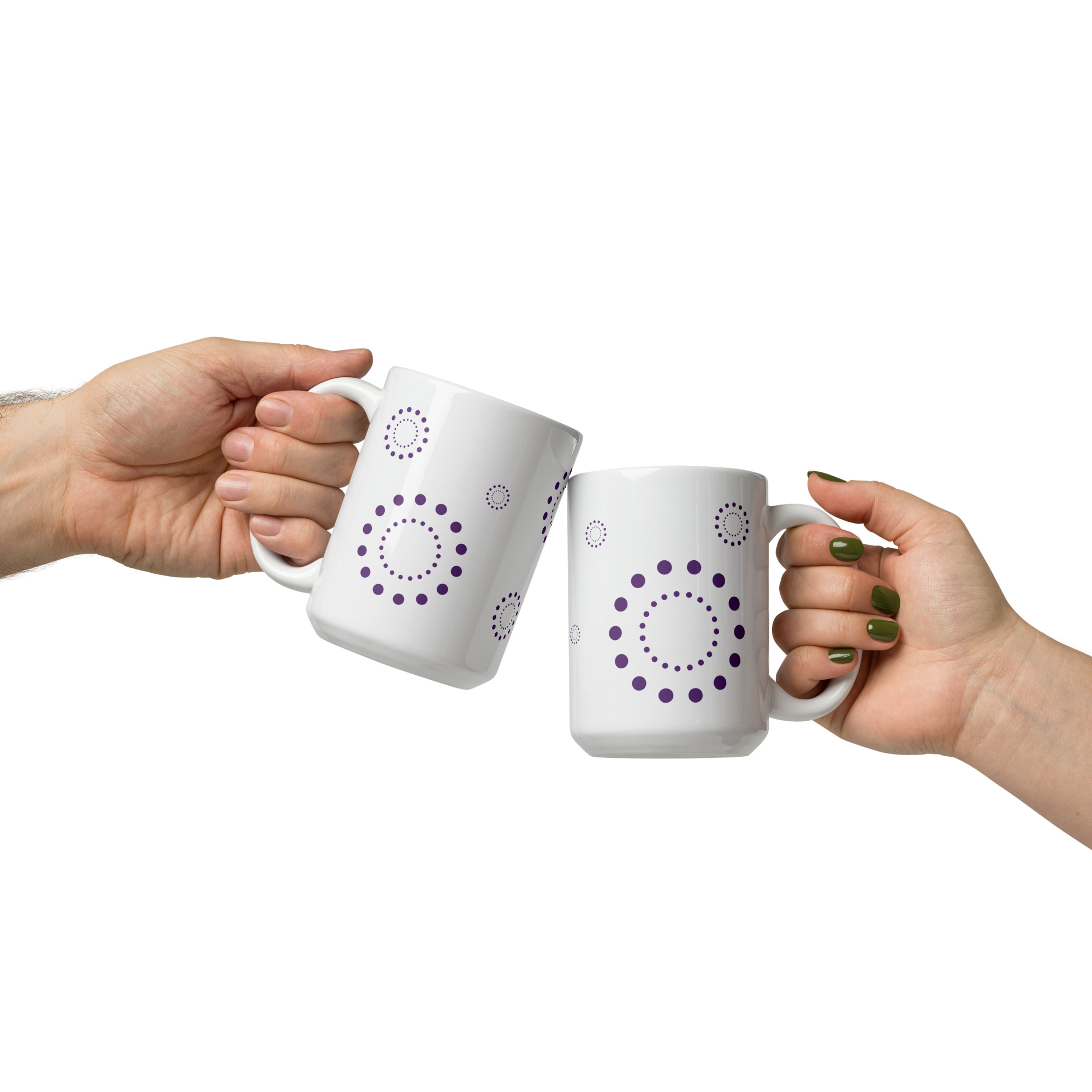Spotted Circles Patterned White glossy mug